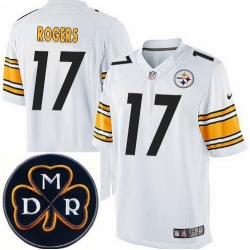 Men's Nike Pittsburgh Steelers #17 Eli Rogers Elite White NFL MDR Dan Rooney Patch Jersey