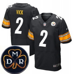 Men's Nike Pittsburgh Steelers #2 Michael Vick Black Team Color NFL Elite MDR Dan Rooney Patch Jersey