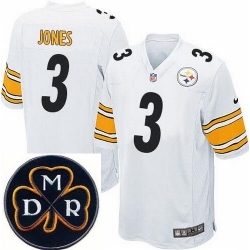 Men's Nike Pittsburgh Steelers #3 Landry Jones White NFL Elite MDR Dan Rooney Patch Jersey