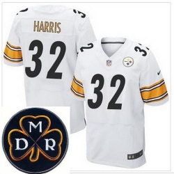 Men's Nike Pittsburgh Steelers #32 Franco Harris White NFL Elite MDR Dan Rooney Patch Jersey