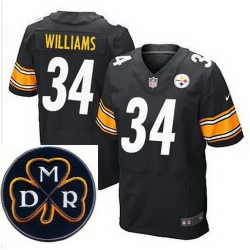 Men's Nike Pittsburgh Steelers #34 DeAngelo Williams Black Team Color Stitched NFL Elite MDR Dan Rooney Patch Jersey