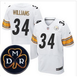 Men's Nike Pittsburgh Steelers #34 DeAngelo Williams White Stitched NFL Elite MDR Dan Rooney Patch Jersey