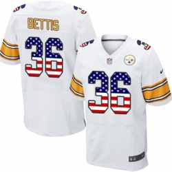 Mens Nike Pittsburgh Steelers 36 Jerome Bettis Elite White Road USA Flag Fashion NFL Jersey