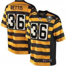 Mens Nike Pittsburgh Steelers 36 Jerome Bettis Game YellowBlack Alternate 80TH Anniversary Throwback NFL Jersey