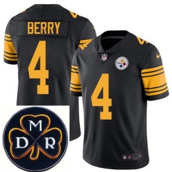 Men's Nike Pittsburgh Steelers #4 Jordan Berry Elite Black Rush NFL MDR Dan Rooney Patch Jersey