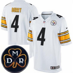 Men's Nike Pittsburgh Steelers #4 Jordan Berry Elite White NFL MDR Dan Rooney Patch Jersey