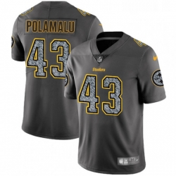 Mens Nike Pittsburgh Steelers 43 Troy Polamalu Gray Static Vapor Untouchable Limited NFL Jersey