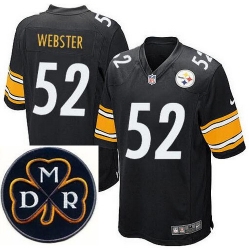 Men's Nike Pittsburgh Steelers #52 Mike Webster Elite Black NFL MDR Dan Rooney Patch Jersey