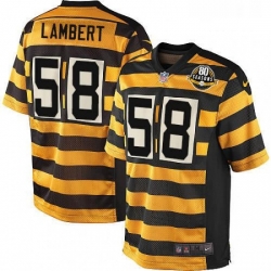 Mens Nike Pittsburgh Steelers 58 Jack Lambert Game YellowBlack Alternate 80TH Anniversary Throwback NFL Jersey