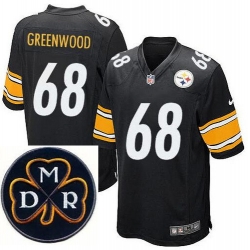 Men's Nike Pittsburgh Steelers #68 L.C. Greenwood Elite Black NFL MDR Dan Rooney Patch Jersey