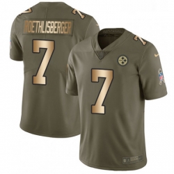 Mens Nike Pittsburgh Steelers 7 Ben Roethlisberger Limited OliveGold 2017 Salute to Service NFL Jersey