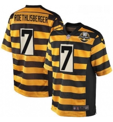 Mens Nike Pittsburgh Steelers 7 Ben Roethlisberger Limited YellowBlack Alternate 80TH Anniversary Throwback NFL Jersey