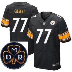 Men's Nike Pittsburgh Steelers #77 Marcus Gilbert Elite Black NFL MDR Dan Rooney Patch Jersey