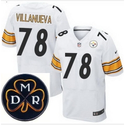 Men's Nike Pittsburgh Steelers #78 Alejandro Villanueva White Stitched NFL Elite MDR Dan Rooney Patch Jersey