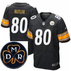 Men's Nike Pittsburgh Steelers #80 Jack Butler Elite Black NFL MDR Dan Rooney Patch Jersey