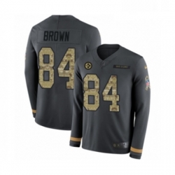 Mens Nike Pittsburgh Steelers 84 Antonio Brown Limited Black Salute to Service Therma Long Sleeve NFL Jersey