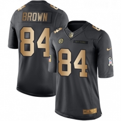 Mens Nike Pittsburgh Steelers 84 Antonio Brown Limited BlackGold Salute to Service NFL Jersey