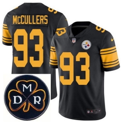 Men's Nike Pittsburgh Steelers #93 Dan McCullers Elite Black Rush NFL MDR Dan Rooney Patch Jersey