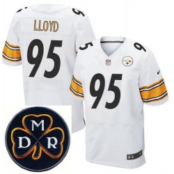 Men's Nike Pittsburgh Steelers #95 Greg Lloyd Elite White NFL MDR Dan Rooney Patch Jersey