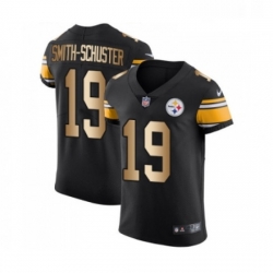 Mens Pittsburgh Steelers 19 JuJu Smith Schuster Elite Black Gold Team Color Football Jersey