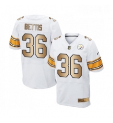 Mens Pittsburgh Steelers 36 Jerome Bettis Elite White Gold Football Jersey