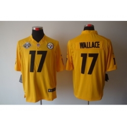 Nike Pittsburgh Steelers 17 Mike Wallace Yellow Game W 80th Pat-ch NFL Jersey