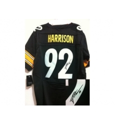 Nike Pittsburgh Steelers 92 James Harrison Black Elite Signed NFL Jersey
