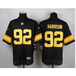 Nike Pittsburgh Steelers #92 James Harrison Black(Gold No.) Mens Stitched NFL Elite Jersey