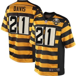 Nike Steelers #21 Sean Davis Yellow Black Alternate Mens Stitched NFL 80TH Throwback Elite Jersey