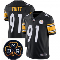 Nike Steelers #91 Stephon Tuitt Black  Mens NFL Vapor Untouchable Limited Stitched With MDR Dan Rooney Patch Jersey