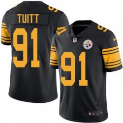 Nike Steelers #91 Stephon Tuitt Black Mens Stitched NFL Limited Rush Jersey