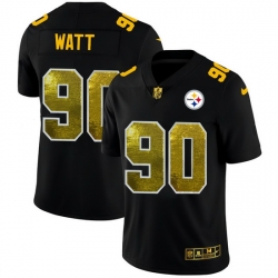 Pittsburgh Steelers 90 T J  Watt Men Black Nike Golden Sequin Vapor Limited NFL Jersey