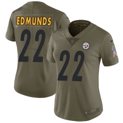 Nike Steelers #22 Terrell Edmunds Olive Womens Stitched NFL Limited 2017 Salute to Service Jersey