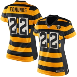 Nike Steelers #22 Terrell Edmunds Yellow Black Alternate Womens Stitched NFL Elite Jersey