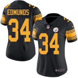 Nike Steelers #34 Terrell Edmunds Black Womens Stitched NFL Limited Rush Jersey