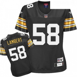 Reebok Pittsburgh Steelers 58 Jack Lambert Black Womens Throwback Team Color Premier EQT NFL Jersey