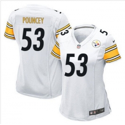 Women NEW Pittsburgh Steelers #53 Maurkice Pouncey White Stitched NFL Elite Jersey