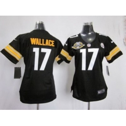 Women Nike Pittsburgh Steelers #17 Mike Wallace Black NFL Jersey W 80TH P-atch