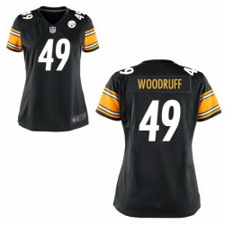 Women Steelers #49 Dwayne Woodruff Black Game Stitched NFL Jersey