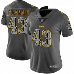 Womens Nike Pittsburgh Steelers 43 Troy Polamalu Gray Static Vapor Untouchable Limited NFL Jersey