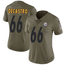 Womens Nike Steelers #66 David DeCastro Olive  Stitched NFL Limited 2017 Salute to Service Jersey