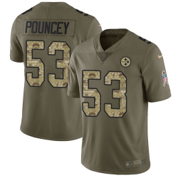 Youth Nike Steelers #53 Maurkice Pouncey Olive Camo Stitched NFL Limited 2017 Salute to Service Jersey