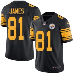 Youth Nike Steelers #81 Jesse James Black Stitched NFL Limited Rush Jersey