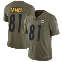 Youth Nike Steelers #81 Jesse James Olive Stitched NFL Limited 2017 Salute to Service Jersey