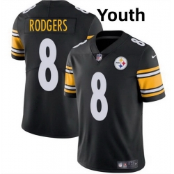 Youth Pittsburgh Steelers 8 Aaron Rodgers Black 2025 Vapor Limited Stitched Football Jersey_ u526F u672C