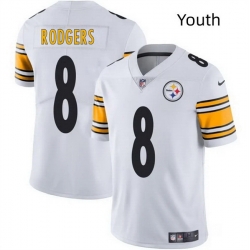 Youth Pittsburgh Steelers 8 Aaron Rodgers White 2025 Vapor Limited Stitched Football Jersey