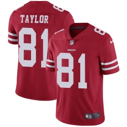 Men Nike 49ers #81 Trent Taylor Red Team Color Stitched NFL Vapor Untouchable Limited Jersey