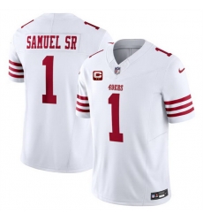 Men San Francisco 49ers 1 Deebo Samuel SR White 2024 F U S E  With 2 Star C Patch Vapor Untouchable Limited Stitched Football Jersey