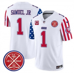 Men San Francisco 49ers 1 Deebo Samuel White 2024 F U S E  American Vapor Limited Stitched Football Jersey