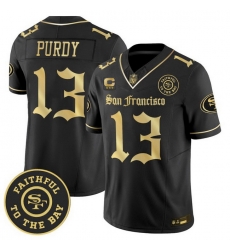 Men San Francisco 49ers 13 Brock Purdy Gothic Edition Black Gold Vapor Limited Jersey Men San Francisco 49ers 13 Brock Purdy Gothic Edition Black Gold Vapor Limited Jersey